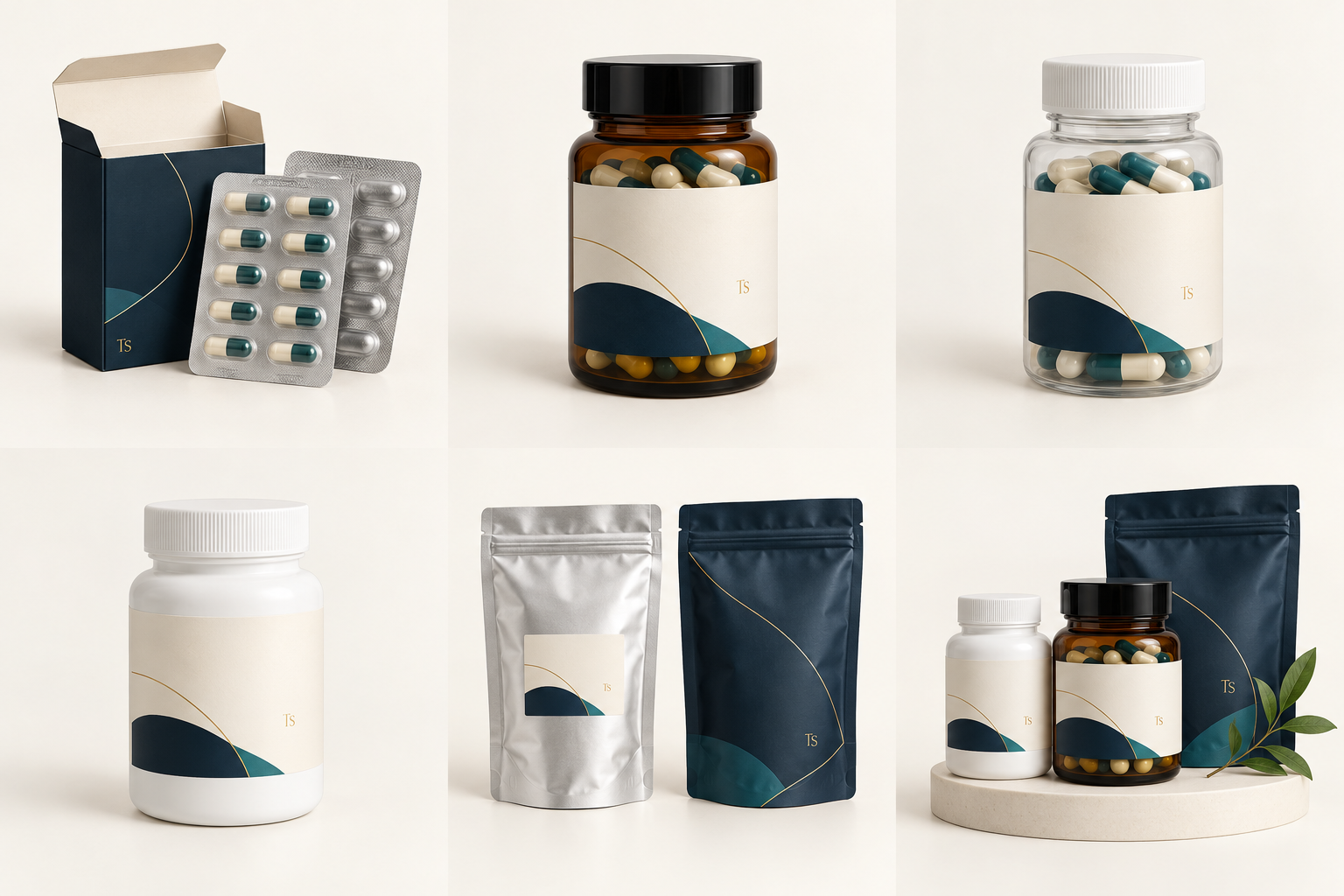 Supplement bottles and pouches concept